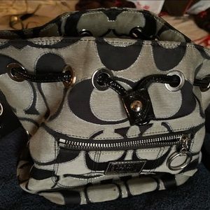 Coach black C with silver medium size bag